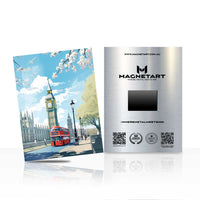London Big Ben Spring Day Metal Wall Art – Red Bus UK Aluminium Print | MagnetArt