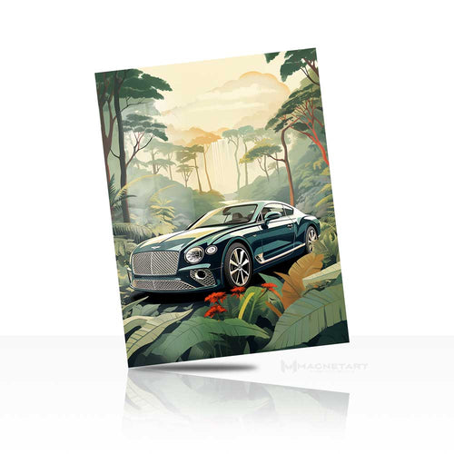 Luxury Jungle Drive Wall Art – Illustrated Nature Aluminium Print | MagnetArt