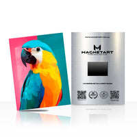 Tropical Macaw Pop Art Metal Wall Art – Vibrant Exotic Bird Magnetic Aluminium Print | MagnetArt
