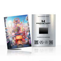 Neon Core – Futuristic City Center Metal Wall Art