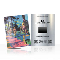 Neon Skeleton Walk – Pop Art Forest Metal Wall Art