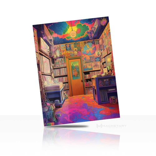 Psychedelic Vinyl Room – Retro Music Studio Metal Wall Art