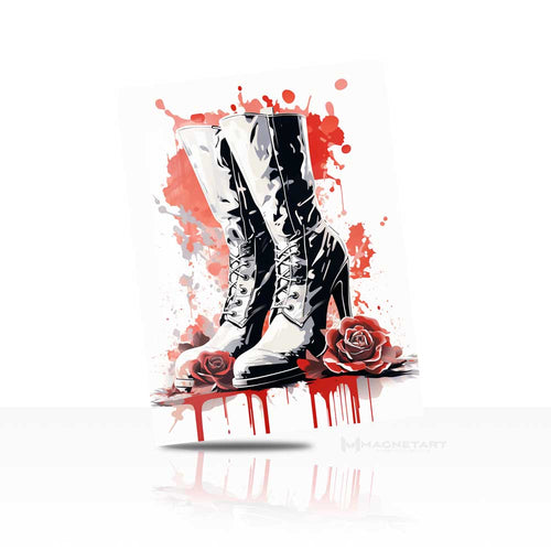 Rebel Rose Boots – Edgy Pop Art Metal Wall Art