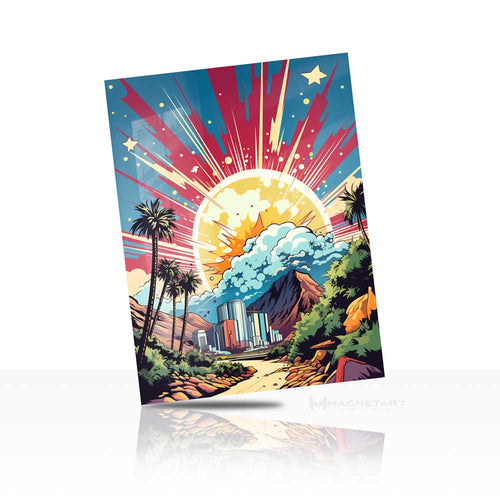 Sunburst Valley – Retro Pop Landscape Metal Wall Art