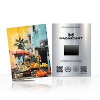 Sunlit Market – Vibrant Street Scene Metal Wall Art