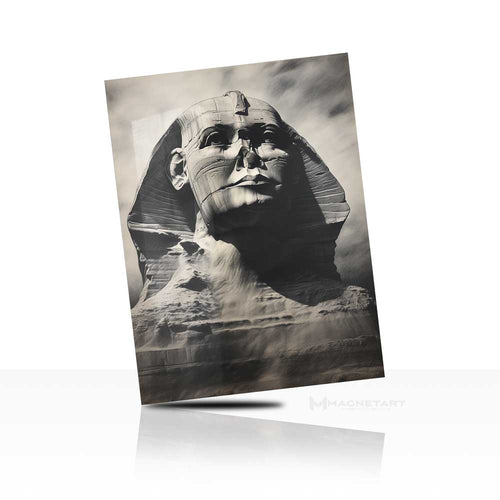 Majestic Sphinx Metal Wall Art – Vintage Black & White Egyptian Monument Aluminium Print | MagnetArt