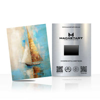Golden Horizon Sailboat Metal Wall Art – Coastal Abstract Sailing Magnetic Aluminium Print | MagnetArt