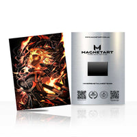Inferno Cyber Titan Metal Wall Art – Fiery Mecha Anime Magnetic Aluminium Print | MagnetArt