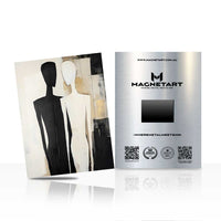 Minimalist Abstract Figures Metal Wall Art – Modern Black & Beige Magnetic Aluminium Print | MagnetArt