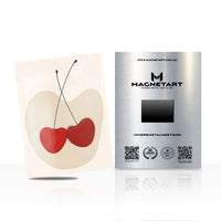 Cherry Metal Wall Art – Scandinavian Fruit Illustration Magnetic Aluminium Print | MagnetArt