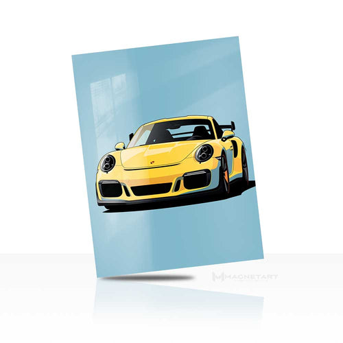 Minimal Sports Car Wall Art – Clean Blue Background Aluminium Print | MagnetArt