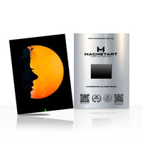 Golden Eclipse Minimalist Metal Wall Art – Modern Abstract Moon Magnetic Aluminium Print | MagnetArt