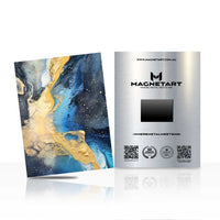 Celestial Gold Flow Metal Wall Art – Luxury Blue & Gold Abstract Magnetic Aluminium Print | MagnetArt