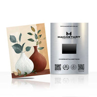 Scandinavian Botanical Harmony Metal Wall Art – Modern Vase & Leaves Magnetic Aluminium Print | MagnetArt