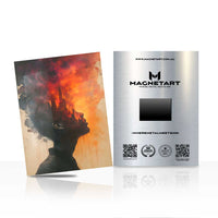Flaming Mind Abstract Metal Wall Art – Emotional Fire Silhouette Magnetic Aluminium Print | MagnetArt