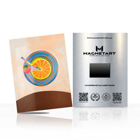 Radiant Citrus Orbit Metal Wall Art – Modern Abstract Fruit Geometry Magnetic Aluminium Print | MagnetArt