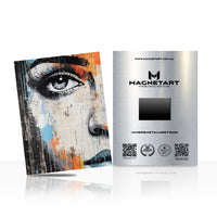 Soulful Gaze Abstract Portrait Metal Wall Art – Contemporary Expressive Face Magnetic Aluminium Print | MagnetArt