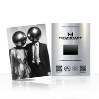 Modern Chrome Couple Wall Art – Abstract Futuristic Portrait Aluminium Print | MagnetArt