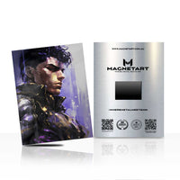 Modern Shadow Warrior Portrait Metal Wall Art – Stylish Character Magnetic Aluminium Print | MagnetArt