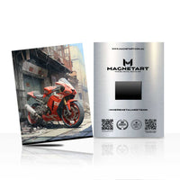 Urban Street Motorcycle Wall Art – Red Sport Bike Aluminium Print | MagnetArt