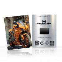 Orange Sport Motorcycle Metal Wall Art – Superbike Racing Aluminium Print | MagnetArt