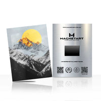 Golden Summit Eclipse Metal Wall Art – Modern Mountain Landscape Magnetic Aluminium Print | MagnetArt