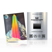 Prismatic Summit Metal Wall Art – Cosmic Rainbow Mountain Magnetic Aluminium Print | MagnetArt