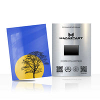 Golden Eclipse Tree Metal Wall Art – Minimalist Nature Silhouette Magnetic Aluminium Print | MagnetArt