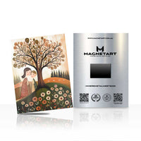 Whimsical Tree Landscape Wall Art – Folk Nature Inspired Aluminium Print | MagnetArt