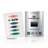Coastal Fish Parade Metal Wall Art – Scandinavian Marine Illustration Magnetic Aluminium Print | MagnetArt