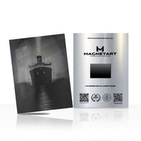 Dark Ocean Liner Metal Wall Art – Moody Black & White Ship Magnetic Aluminium Print | MagnetArt