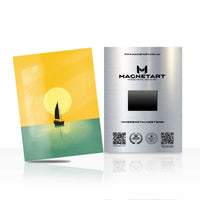 Golden Horizon Sail Metal Wall Art – Minimalist Sunset Seascape Magnetic Aluminium Print | MagnetArt