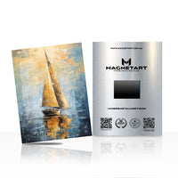 Golden Sailboat Reflection Metal Wall Art – Abstract Coastal Seascape Magnetic Aluminium Print | MagnetArt