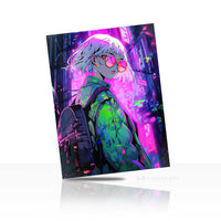 Neon Raven Oracle Metal Wall Art – Cyberpunk Mystic Bird Magnetic Aluminium Print | MagnetArt