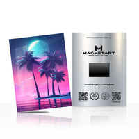 Neon Sunset Palms Metal Wall Art – Retro Synthwave Tropical Magnetic Aluminium Print | MagnetArt