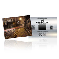 Rainy Night City Lights Metal Wall Art – Urban Street Long Exposure Aluminium Print | MagnetArt