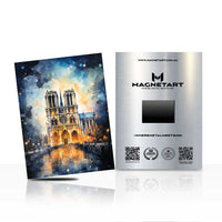 Golden Cathedral Night Metal Wall Art – Illuminated European Architecture Aluminium Print | MagnetArt