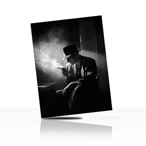 Moody Noir Portrait Wall Art – Cinematic Black & White Metal Print | MagnetArt