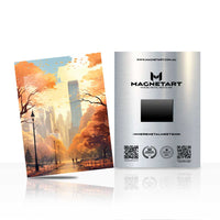 New York Golden Autumn Park Metal Wall Art – NYC Fall Skyline Aluminium Print | MagnetArt