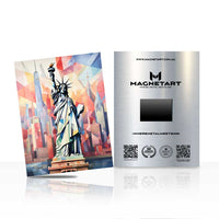 Statue of Liberty Abstract City Metal Wall Art – NYC Modern Colour Splash Aluminium Print | MagnetArt