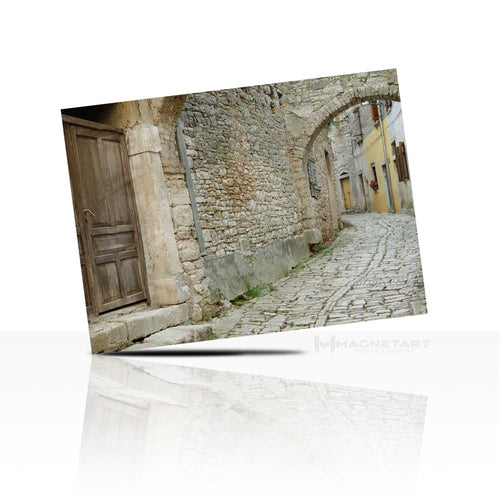 Old Stone Alleyway Metal Wall Art – Rustic European Street Aluminium Print | MagnetArt