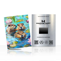 Abstract Otter Pond Metal Wall Art – Colourful Wildlife Magnetic Aluminium Print | MagnetArt