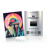 Cosmic Owl Guardian Metal Wall Art – Psychedelic Fantasy Owl Magnetic Aluminium Print | MagnetArt