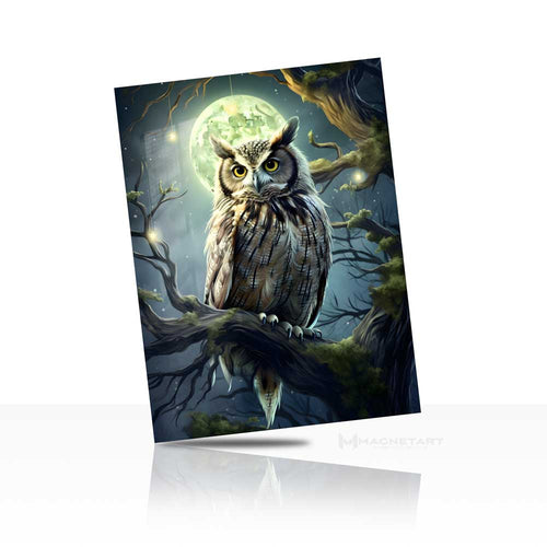 Moonlit Wisdom – Owl Night Wall Art