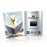Wise Owl Reading Book Metal Wall Art – Whimsical Animal Magnetic Aluminium Print | MagnetArt