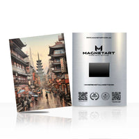 Rainy Pagoda Street Metal Wall Art