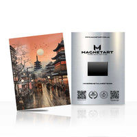 Sunset Tram Pagoda Street Metal Wall Art