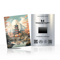 Autumn Pagoda Reflection Landscape Metal Wall Art