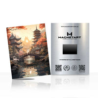 Sunset Pagoda Bridge Reflection Metal Wall Art