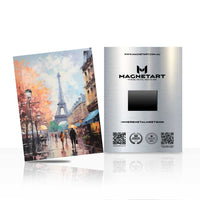 Paris Street Eiffel Tower Metal Wall Art – Romantic Rainy Day Paris Scene Aluminium Print | MagnetArt